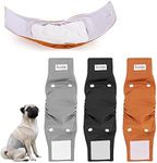 Luxja Reusable Male Dog Diapers with Detachable Diaper Pad (3 Pack), Washable Male Dog Belly Bands (Black + Gray + Brown, M)