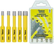 5 x SabreCut SCRDDB002 5mm, 6mm, 7mm, 8mm & 10mm Quick Change Long Life Self-Cooling Self Sharpening Diamond Drill Bits For Cement Porcelain Granite Marble Compatible with Bosch Dewalt and Others