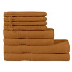 HOMELOVER Organic Cotton 8 Piece Towel Set - 2 Bath Towels 2 Hand Towels 4 Face Cloth, 100% Luxury Turkish Cotton Towels for Bathroom, Brown Towel Sets