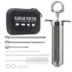 Meat Injector BBQ Injection Kit, Marinade Cajun Seasoning Flavor Syringe Injector for Cooking Grill Smoker Barbecue in Chicken Turkey Beef with 3 Syringe Needles, User Manual, E-Book