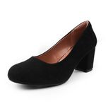 Womens Mid High Block Heels Court Shoes Slip On Mary Jane Ladies Comfort Support Work Pumps Formal Smart Office Evening Party Heeled Round Toe Chunky Heels Cushioned Wide Fit Cosy Lightweight Shoes