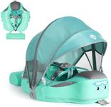 2025 New Mambobaby Baby Float Non-Inflatable Baby Pool Float with Canopy Solid Infant Pool Float with Canopy UPF 50+ Swim Ring Swimming Float with Tail & Adjustable Safety Seat(Baby Green)
