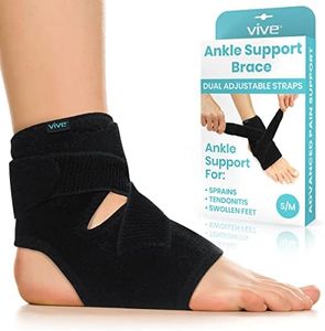 Vive Foot Ankle Wrap - Right and Left Foot Support Sleeve Brace for Men and Women - Adjustable Sprained Feet - Lightweight, Breathable Guard - Stabilizer for Running, Rolled Sprains, Swollen Tendonitis