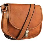 Saddle Bag Purses for Women Genuine Leather Crossbody Bags for Women Wallet Women Purses for Women Handbags Boho Purse, Vintage Brown, Compact Size 8x9.5x3 inch fits all