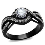 Women's 1.65 Ct Round Cut AAA Cz Black Stainless Steel Engagement Ring Size 10