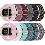 GEAK 12 Pack Elastic Nylon Band Compatible with Fitbit Versa 3/Fitbit Versa 4/Fitbit Sense/Sense 2 Bands for Women Men, Breathable Stretchy Sport Solo Loop Strap for Fitbit Versa 3/Nersa 4 Smartwatch