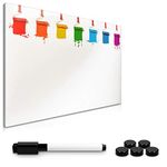 Navaris Magnetic Whiteboard Memo Board - 40 x 60 cm Writable Dry Erase Notice Message Board for Wall with Magnets and Marker - Coloured Paint