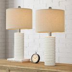 PORTRES 24" Farmhouse Ceramic Table Lamp Set of 2 for Bedroom Living Room White Desk Decor Bedside Lamps for Study Room Office Dorm Modern Accent Nightstand Lamp End Table Lamps