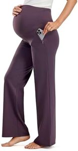 Maternity Pants Over The Belly Yoga Dress Work Pregnancy Pants Stretchy Lounge Workout Wide Leg Trousers with Pockets