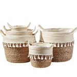 DECOMOMO Plant Basket, 5-Pack Planter Pots for Indoor Plants| Wicker Baskets Storage Organization w/Tassel Large Plant Pot for Indoor Plants Pantry Laundry Toys Home Décor Boho (5 Sizes)