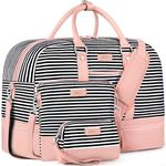 Weekender Bag Large Overnight Bag for Women Canvas Travel Duffel Bag Carry On Tote with Shoe Compartment 21" for Women & Men 3Pcs Set