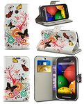 London Gadget Store Phone Case for Alcatel One Touch Pixi 4 (4.0 inch) 4034 - Colourful Fun Printed Wallet Case Cover Creative Fresh Pattern Design with Integrated Stand - Butterfly Breeze