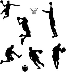 SUPERDANT Basketball Dunk Wall Decal 6 Man Playing Basketball Wall Stickers Removable PVC Wall Art for Basketball Fan Boy Room Decoration Basketball Room 40x98cm