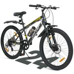 VESCO Drift 24 T Cycle 7 Speed Gear | Kids Cycle for Boys 9-13 Age | 16 inch Frame | Mountain Bicycle with Front Suspension & Dual Disc Brakes | Ideal for Kids 10-12 Years (Charcoal Grey)