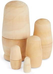 Juvale 5 Piece Set of Unpainted Blank Russian Nesting Dolls for DIY Crafts, Art Projects