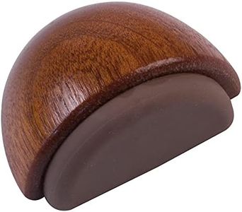 Amig - Tope o Retenedor de Suelo Adhesivo Semicircular Decorativo de Madera con Acabado Sapelli y Goma en Color Marrón Oscuro | Protege de Golpes las Paredes y Muebles - Diámetro Ø45 x 25 mm