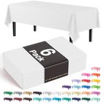 6-Pack Premium Plastic Tablecloth 54in. x 108in. Rectangle Plastic Table Cover - White - Exquisite