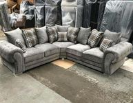 Verona Grey Corner Sofa - Soft Fabric Scatter back Cushions-Sofa For Sale-2C2 Large Couch-sofa set for living room- sofas for living room