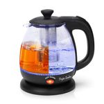 Taylor Swoden Small Electric Kettle， Keep Warm Glass Kettle with Filter Tea Infuser， 2200W 1L Black Cordless Water Tea Kettle for Home and Office - Abel 30A59