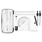 Amazon Basics 10-Piece Maths Kit - Includes Compasses, Lead, Rubber, Sharpener, Protractor, Triangles, Ruler and Carrying Box