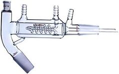 Laboy Glass Short Path Head with Coiled & liebig Condenser Vacuum Distillaton Apparatus for Volatile Solvents with 24/40 Lower Inner Joints & 10/18 Thermometer Joint Lab Glassware