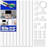 Cable Concealer, 157in Cord Cover Wall, Paintable Cord Covers for Wires on Wall, Cord Hider Kit for Hiding Wires in Home and Office Cable Management, 10X L15.7in X W0.95in X H0.55in Wire Cover, White