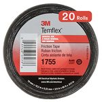 3M Electrical Markets Division Temflex Cotton Friction Tape 1755, Black, 3/4 in x 60 ft (Pack of 1)