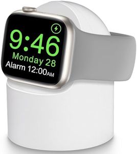 T Tersely Charger Stand for Apple Watch Series Ultra/9/8/7/6/SE/5/4/3/2/1, 45/44/42/40/38mm, Premium Silicone Charging Dock Station, Supports Nightstand Mode, Cable Management - White