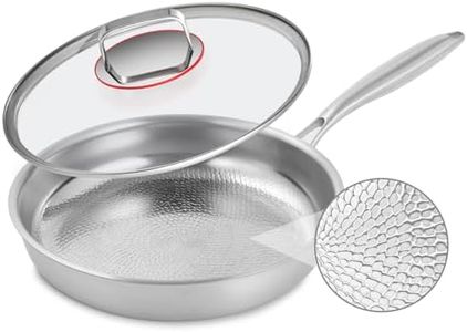 Stainless Steel Frying Pan – 28cm 5-Ply Stainless Steel Skillet with Lid,PTFE & PFOA Free, Dishwasher & Oven Safe,Compatible with All Stovetops