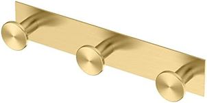 Gatco 1288B Glam All Modern Decor Triple Hook, Brushed Brass Wall Mounted 3-Hook Rack, Total Length 11"