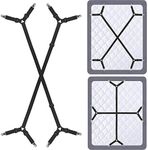 Siaomo Bed Sheet Holder Straps - Adjustable Crisscross Clips Elastic Band Fitted Bed Sheet Fasten Suspenders Grippers,2Pcs/Set Black