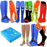 Fun Halloween Skeleton Skull Knee High Novelty Socks for Women 9-Pairs Gift Box (Fun Theme-B)