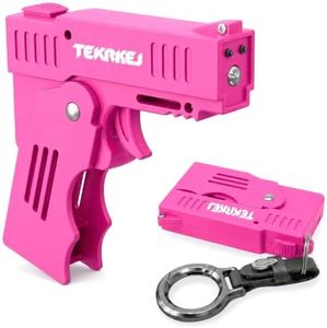 TEKRKEJ Mini Stun Gun for Self Defense with LED Flashlight（Pink）