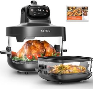 Kismile 5-in-1 Portable Glass Air Fryer, 2.6QT & 4.7QT Dual Glass Containers with Lids, 85% Less Oil, Compact Smart Air Fryer Oven for Deep Roast, Crisp, Keep Warm – Freezer & Dishwasher Safe
