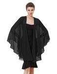 BEAUTELICATE Women Chiffon Shawl Wrap Shrug Oversized Cape Poncho Sheer Cover Up Scarf For Summer Wedding Evening Bridal Bridesmaids Mother of The Bride(One Size, Black)