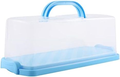CeaHoify Portable Bread Box with Handle Loaf Cake Container Plastic Rectangular Food Storage Keeper Carrier 13Inch Translucent Dome for Pastries, Bagels, Bread Rolls, Buns