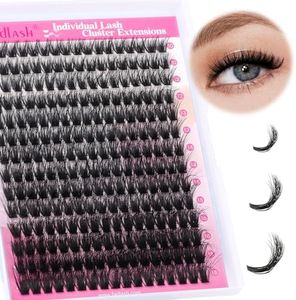 Lash Clusters 280pcs 80D 10-18mm Cluster Lashes Mixed Tray 3D Effect Volume Individual Lashes Cluster Eyelash Extensions Fluffy Soft D Curl DIY Lash Extension Kit at Home (80D-0.07-D,10-18mm)