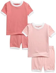 VAENAIT BABY Kids Junior Pajama Cotton Summer Short Sleepwear Pjs 4pcs Set Macaron Rosepink+Peach XXS