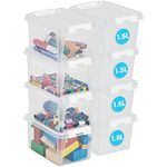 SmartStore 1.5L Small Plastic Storage Boxes with Lids - Set of 8 - Transparent - Stackable and Nestable - 10 Year Guarantee- Food Safe and BPA Free -White Clip Locked - L20 x W15 x H11 cm