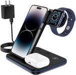 3 in 1 Wireless Charging Station for Apple Charger Stand for iPhone 16 15 14 13 & for Apple Watch Charger Wireless Charging Station for Multiple Devices for AirPods 4 3 Pro