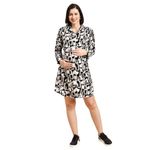 MomToBe Women's Rayon Maternity Dress/Pregnancy Dress/Easy Breastfeeding Dress/Western Dress with Zippers for Nursing Pre and Post Pregnancy (Ink Black & Daisy White::Medium)