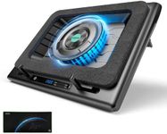 llano Gaming Laptop Cooler, Laptop Cooling Pad Stand with 5.5inch External Cooling Fan, Fast Cooling Computer Laptop 15.6-21in, Adjustable Speed, Touch Control, 3-Port USB A, A Mouse Pad Included