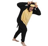 dressfan Animal Bull Onesie Pajamas Cosplay Costume Christmas Halloween Costume Pajamas for Unisex Adults Teens Girls Boys,Black,M