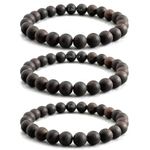 EDMIRIA Ebony Wood Karungali Kattai Round Beads Yoga Meditation Handmade Elastic Stretchable Bracelet for Men and Women (8mm - Matte)