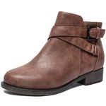 Ataiwee Women's Ankle Boots,Fashion Chunky Low Heel Side Zipper Casual Short Boots.(2404004,DB/PU,8)