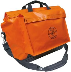 Klein Tools 5181ORA Large Vinyl Equipment Bag, Made in USA, Detachable Shoulder Strap with Two Heavy-Duty, Side-Action Buckles, Orange