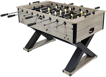 Sunnydaze Delano 54.5-Inch Indoor Foosball Table Adult Size - Soccer Game Table for Kids and Adults with 2 Balls - Gray Distressed Wood Look