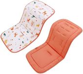 Baby Stroller Cushion,Infant Car Seat Insert-Reversible Universal Breathable and Soft Newborn Stroller Mat, 100% Cotton Cover Toddler Seat Pad Liner-34x78cm,1 Pack（Animals+Orange））