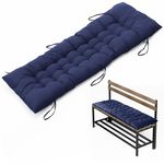 DKIEI Garden Bench Seat Cushion, 2/3 Seater Bench Pad Cushion with Non-Slip Straps, 8cm Thick Dining Bench Cushion Pad, Rectangle Bench Seat Pad for Chaise Indoor Outdoor 125x48cm Blue(Only Cushion)