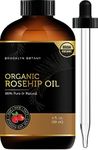 Brooklyn Botany Organic Rosehip Oil for Face, Skin and Hair – 100% Pure and Natural Organic Rosehip Seed Oil – Use as Carrier Oil for Essential Oils, Aromatherapy Oil, Massage Oil, Body Oil - 4 Fl Oz